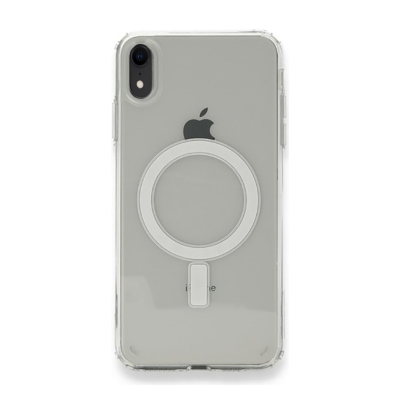 Apple iPhone XR 6.1 Kılıf Magsafe Şarj Özellikli Şeffaf Sert PC Zore Embos Kapak - Thumbnail