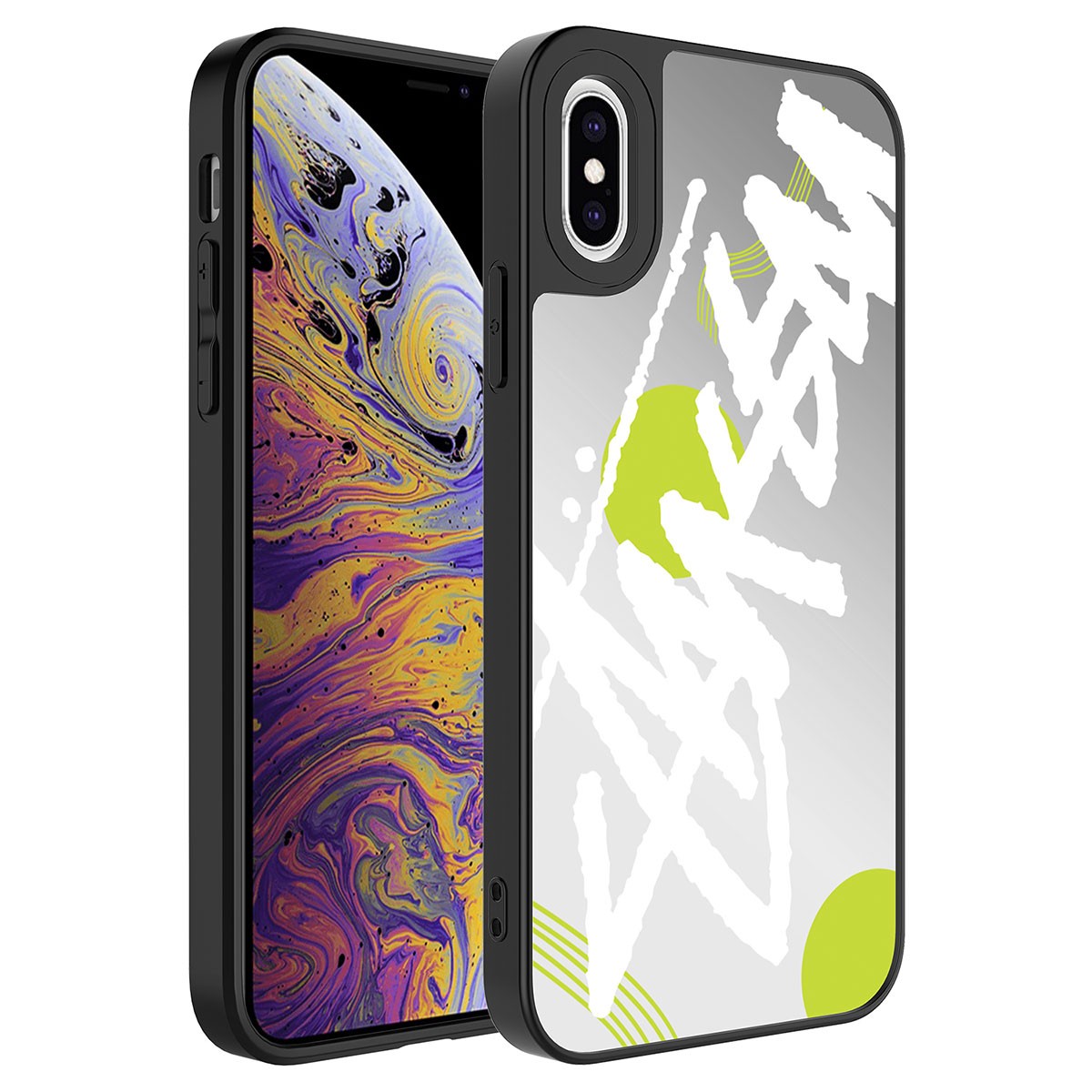 Apple iPhone XS 5.8 Kılıf Aynalı Desenli Kamera Korumalı Parlak