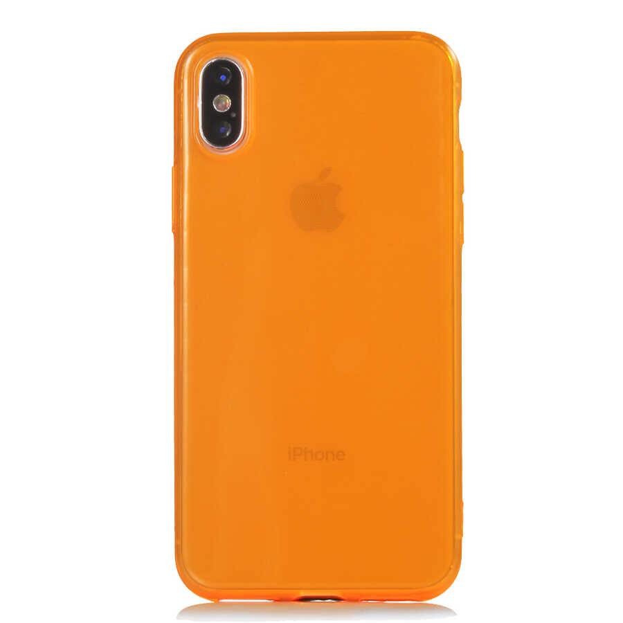 Apple iPhone XS 5.8 Kılıf Zore Mun Silikon - Turuncu