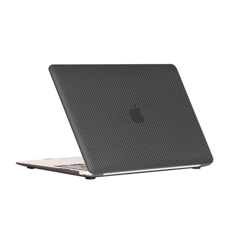 Apple Macbook 13.3' Air 2020 A2337 Zore MSoft Carbon Fiber Tasarımlı Kapak - Siyah
