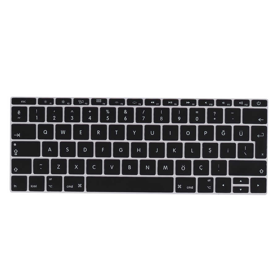 Apple Macbook 13.3' New Pro A1708 Zore Klavye Koruyucu Silikon Ped - Siyah