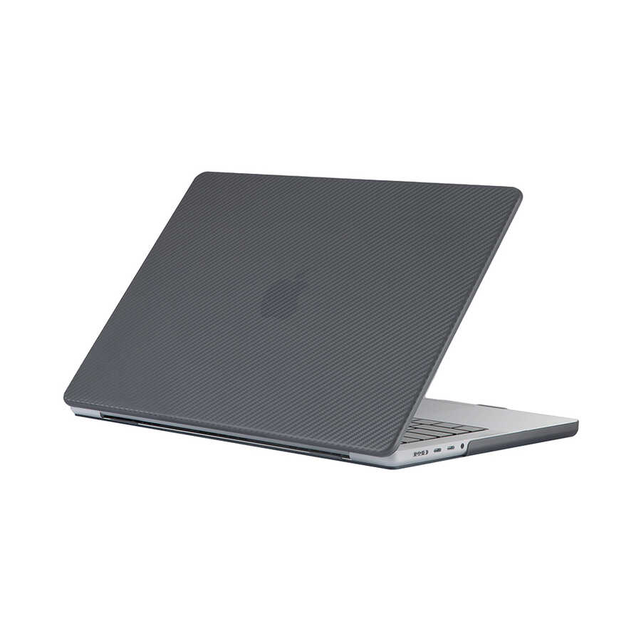 Apple Macbook Pro 14.2 2023 A2779 Zore MSoft Carbon Fiber Tasarımlı Kapak - Siyah