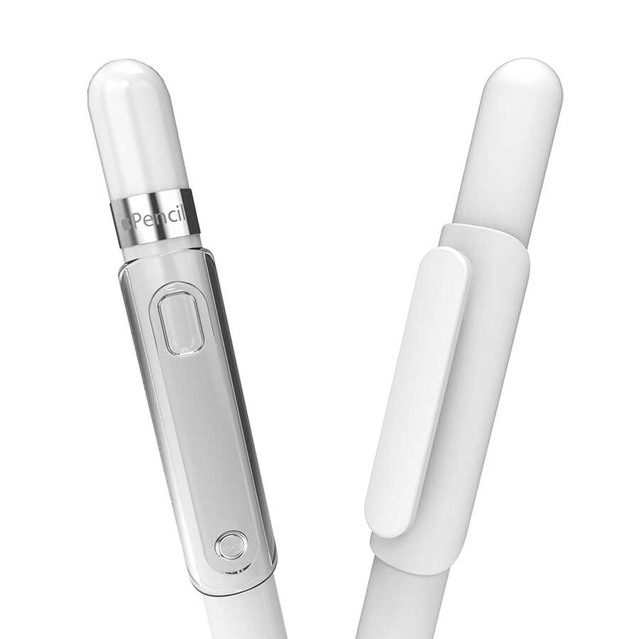 Apple Pencil Araree A Clip Dokunmatik Kalem Askı Aparatı - Şeffaf-Beyaz