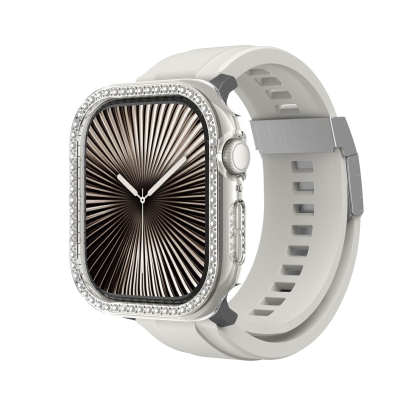 Apple Watch 10 42mm Amazingthing Gleam Fit FullGuard Taşlı Sert PC Kasa ve Ekran Koruyucu - 1