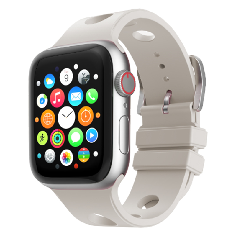 Apple Watch 10 42mm Delikli Tasarım Zore KRD-147 Silikon Kordon - Starlight
