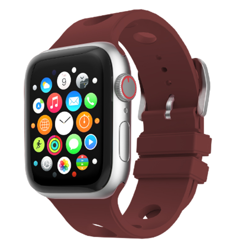 Apple Watch 10 42mm Delikli Tasarım Zore KRD-147 Silikon Kordon - Mürdüm