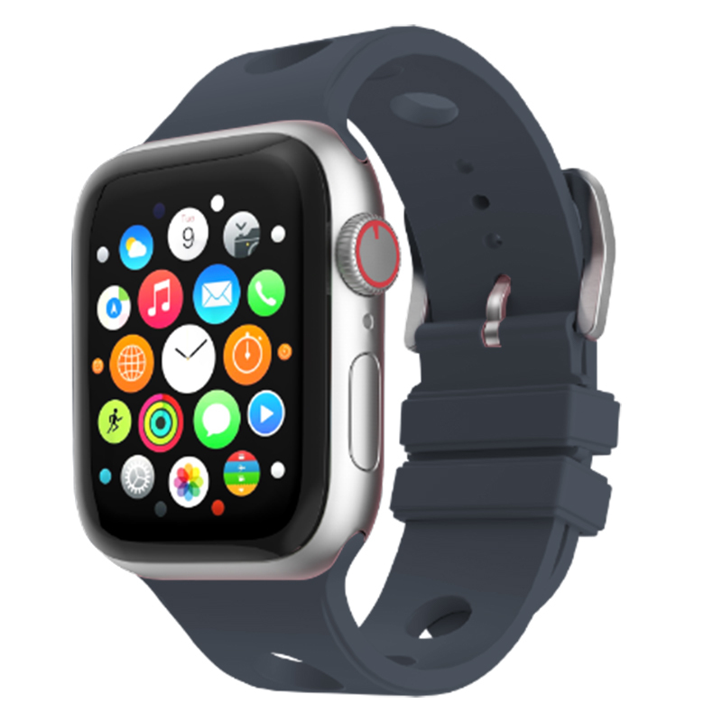Apple Watch 10 42mm Delikli Tasarım Zore KRD-147 Silikon Kordon - Midnight