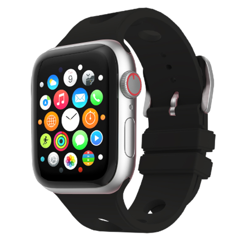 Apple Watch 10 42mm Delikli Tasarım Zore KRD-147 Silikon Kordon - Siyah