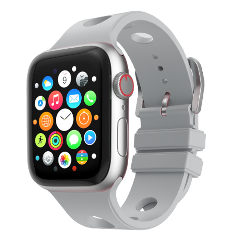 Apple Watch 10 42mm Delikli Tasarım Zore KRD-147 Silikon Kordon - Gri