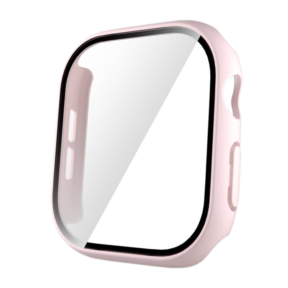 Apple Watch 10 42mm Sert PC Kasa ve Ekran Koruyucu Zore Watch Gard 35 - Pembe