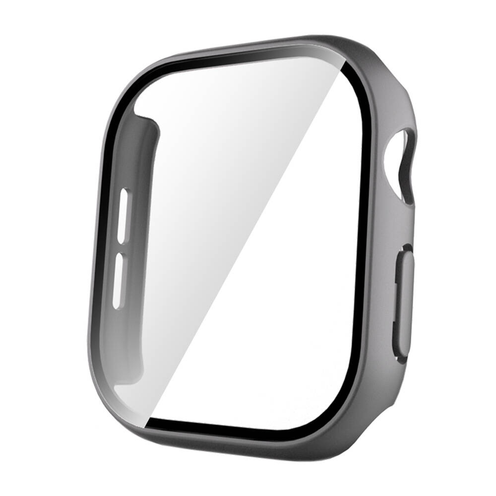 Apple Watch 10 42mm Sert PC Kasa ve Ekran Koruyucu Zore Watch Gard 35 - Koyu Gri