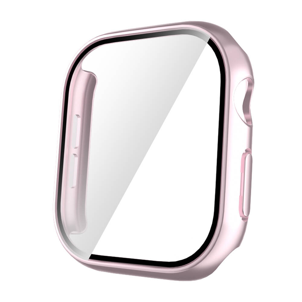 Apple Watch 10 42mm Sert PC Kasa ve Ekran Koruyucu Zore Watch Gard 35 - Pembe Koyu