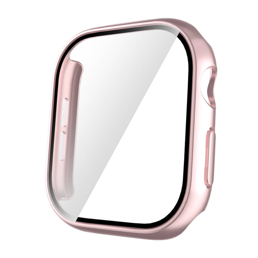 Apple Watch 10 42mm Sert PC Kasa ve Ekran Koruyucu Zore Watch Gard 35 - Rose Gold