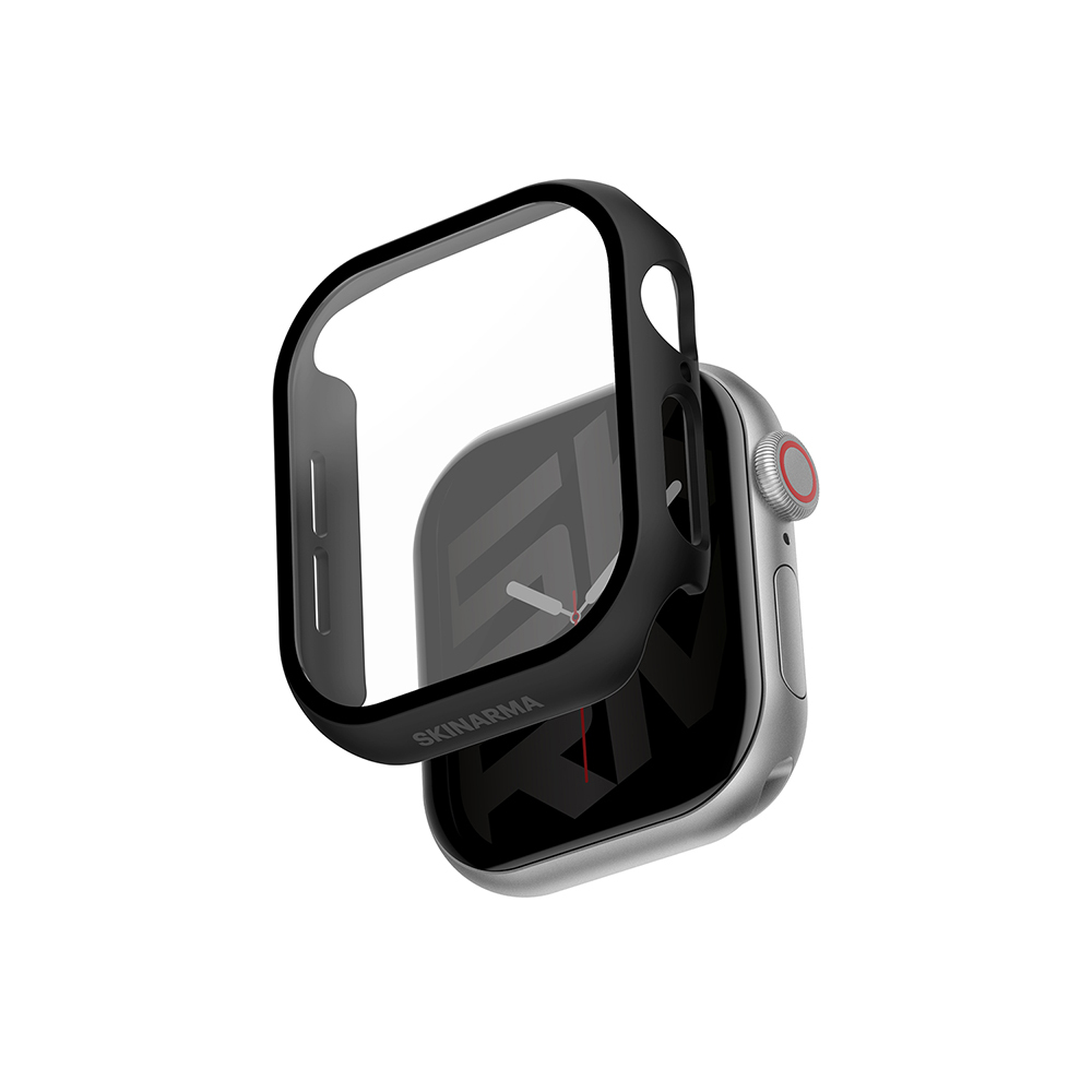 Apple Watch 10 42mm Skinarma Gado Sert Silikon Kasa ve Ekran Koruyucu - Siyah