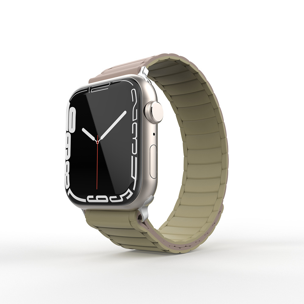 Apple Watch 10 42mm Zore KRD-122 Silikon Kordon Strap Kayış - Kahverengi-Krem