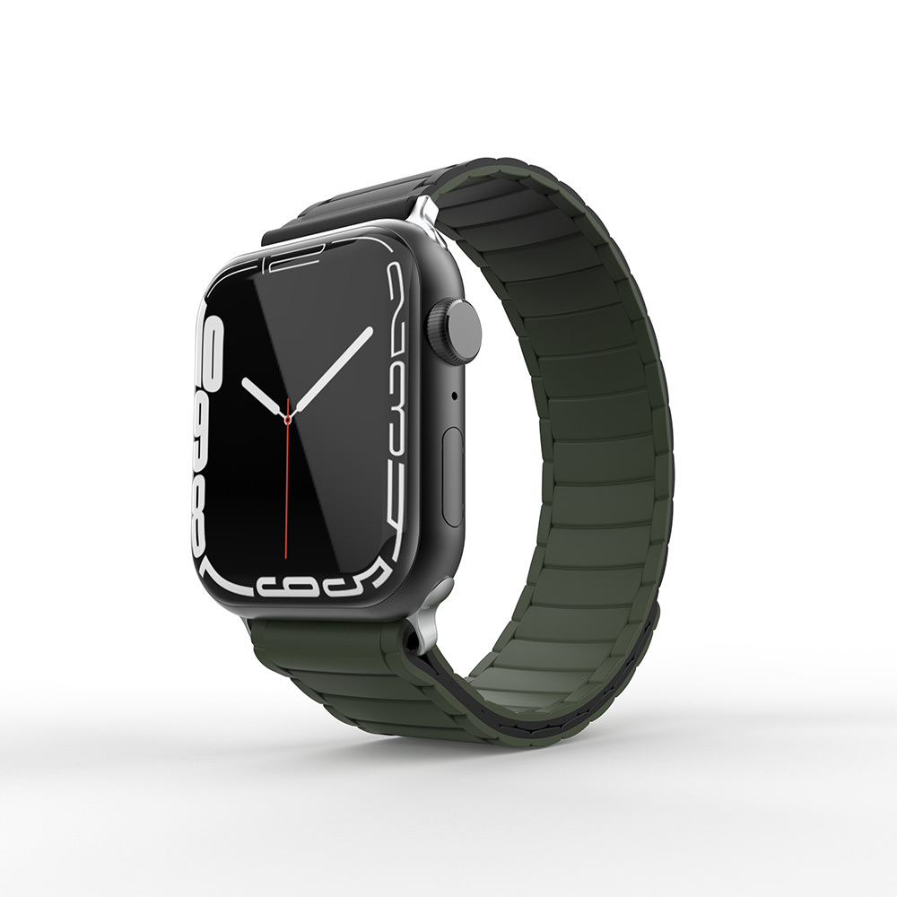 Apple Watch 10 42mm Zore KRD-122 Silikon Kordon Strap Kayış - Siyah-Yeşil