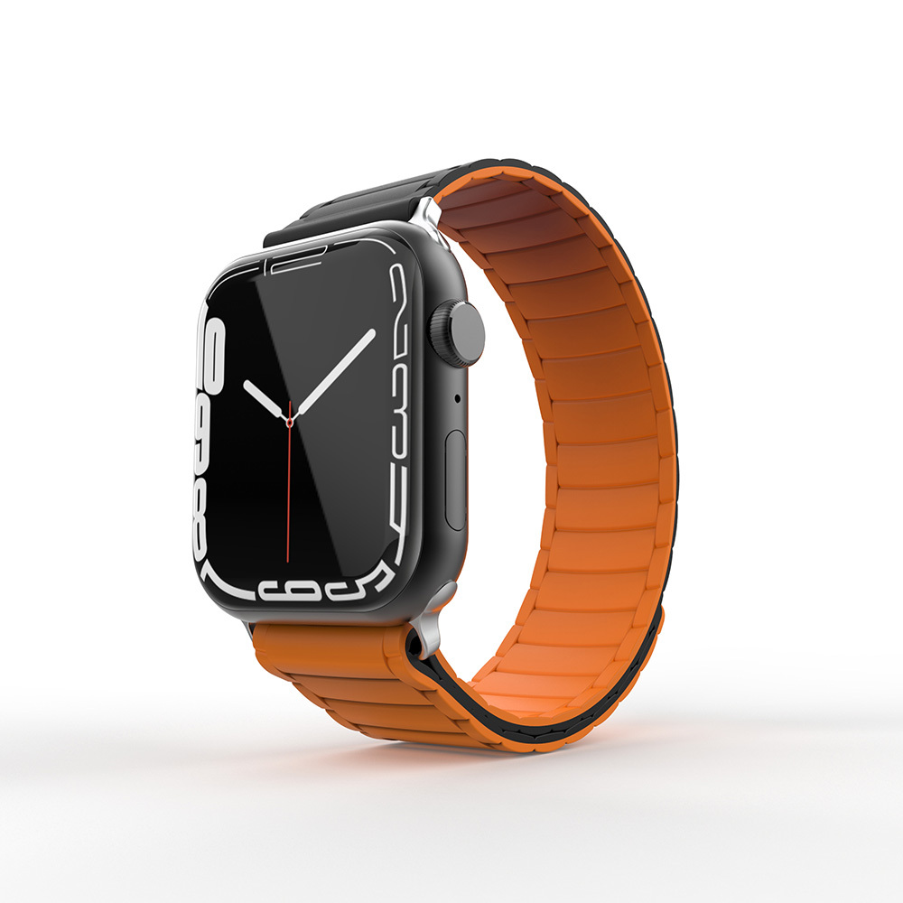 Apple Watch 10 42mm Zore KRD-122 Silikon Kordon Strap Kayış - Siyah-Turuncu