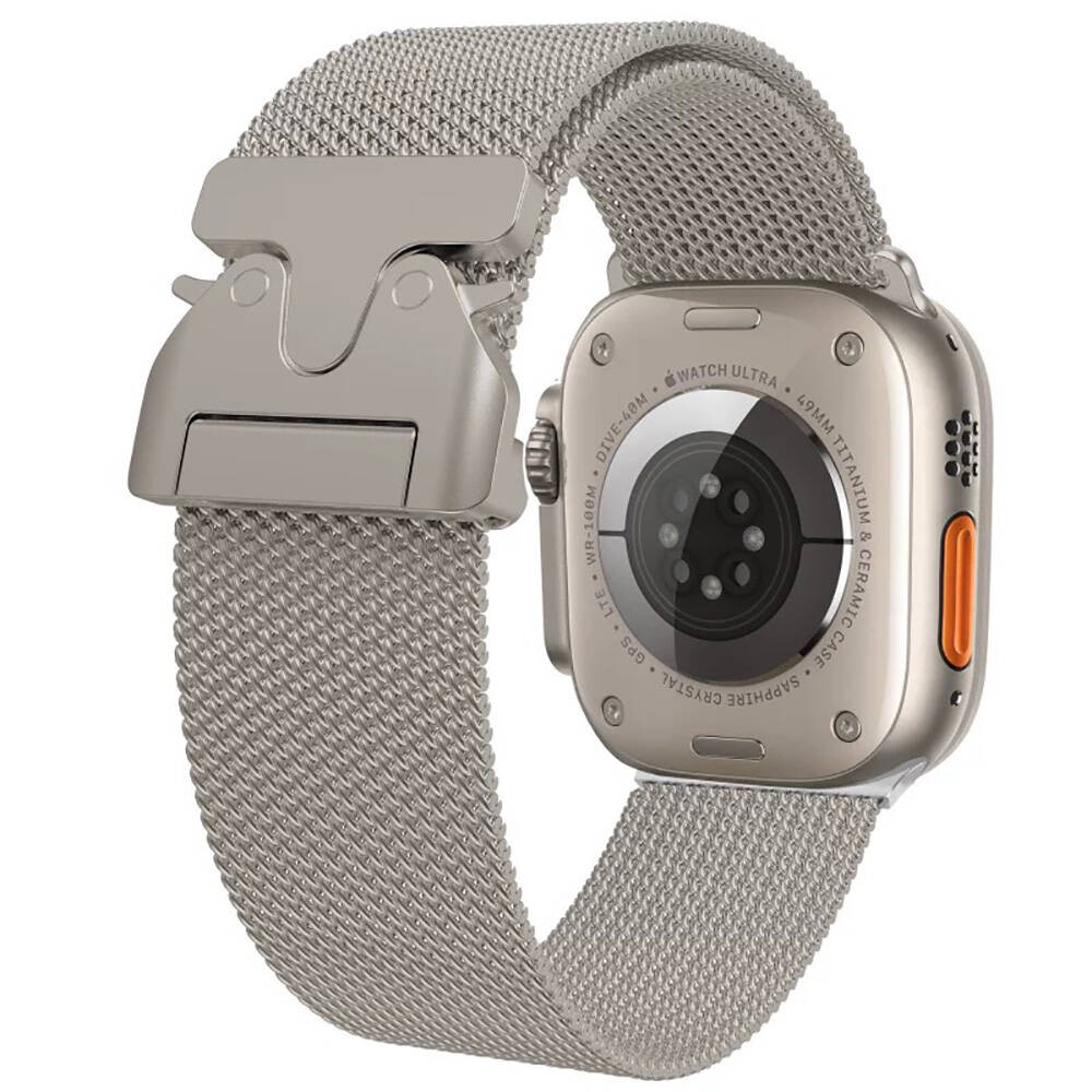 Apple Watch 10 42mm Zore KRD-25 Metal Hasır Kordon - Gri
