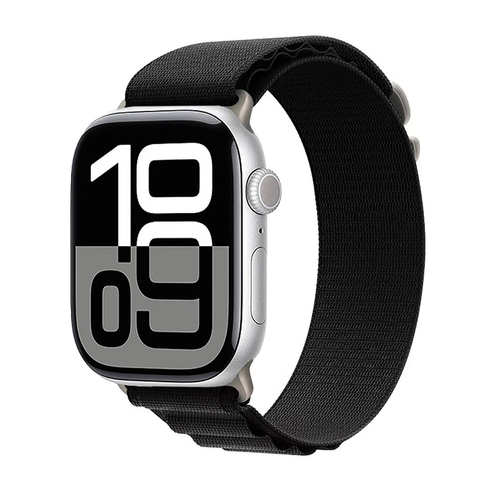 Apple Watch 10 42mm Zore KRD-74 Hasır Kordon - Siyah