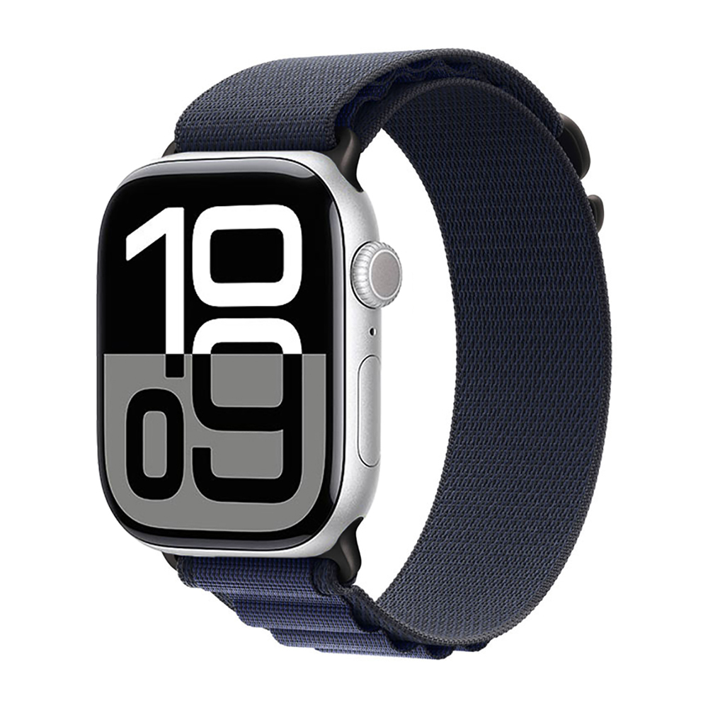Apple Watch 10 42mm Zore KRD-74 Hasır Kordon - Siyah-Mavi