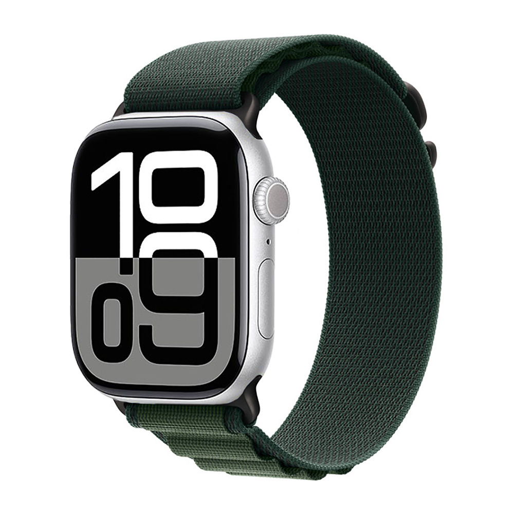 Apple Watch 10 42mm Zore KRD-74 Hasır Kordon - Siyah-Yeşil