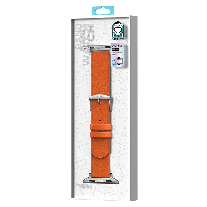 Apple Watch 10 46mm Benks Vintage Genuine Leather Series Leather Band Strap - 10