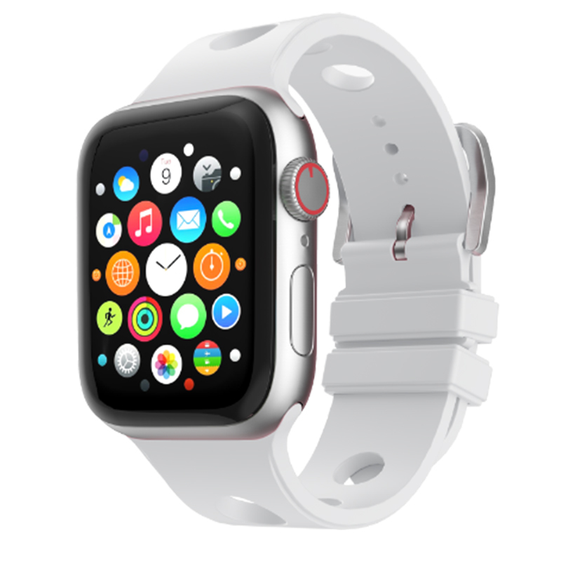 Apple Watch 10 46mm Delikli Tasarım Zore KRD-147 Silikon Kordon - Beyaz