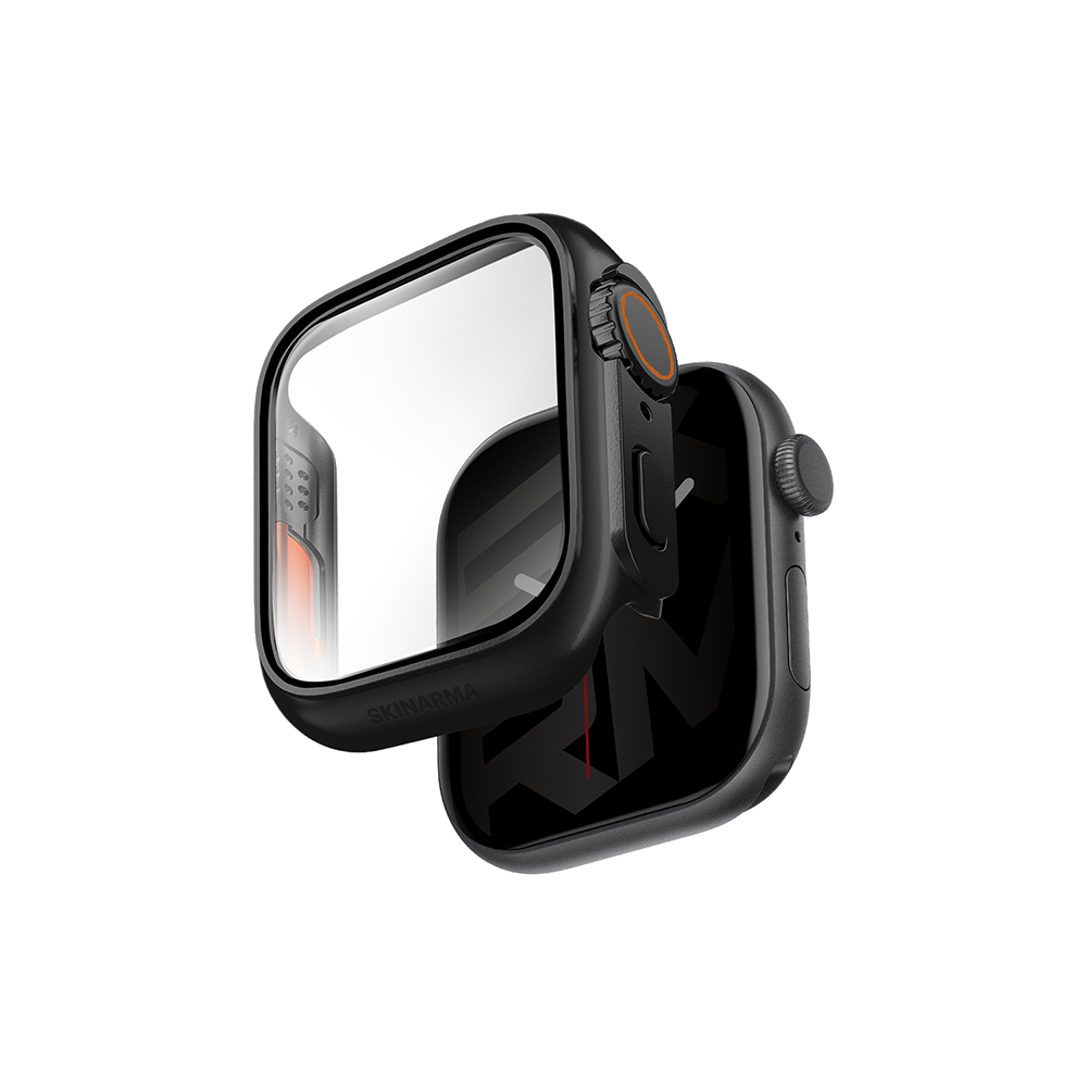 Apple Watch 10 46mm Skinarma Gado Pro Dijital Taç Korumalı Kasa ve Ekran Koruyucu - Siyah