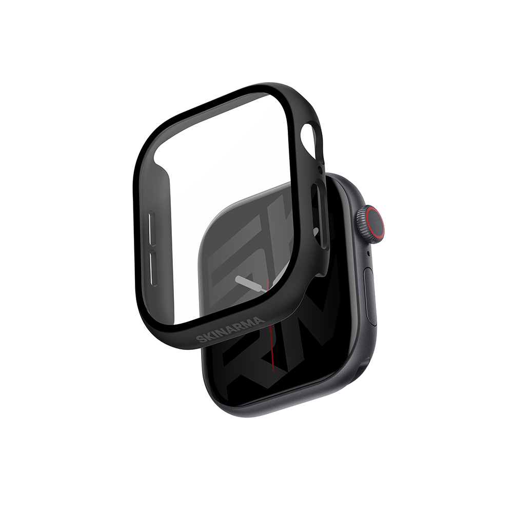 Apple Watch 10 46mm Skinarma Gado Sert Silikon Kasa ve Ekran Koruyucu - Siyah