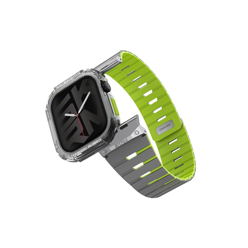 Apple Watch 10 46mm Skinarma Nightglow Atom TPU Kasa Koruyucu + Gemini Silikon Kordon - 2