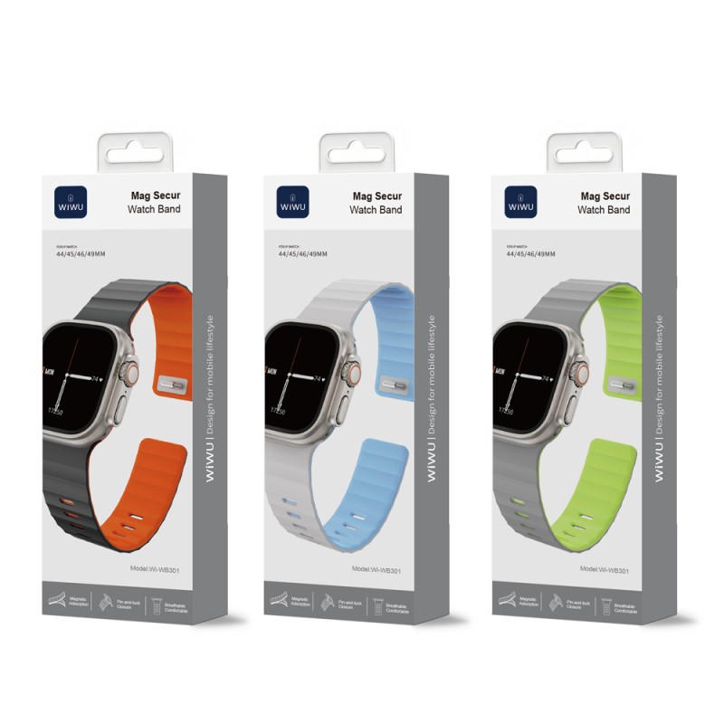 Apple Watch 10 46mm Wiwu Mag Secur Series Silicone Band - 16