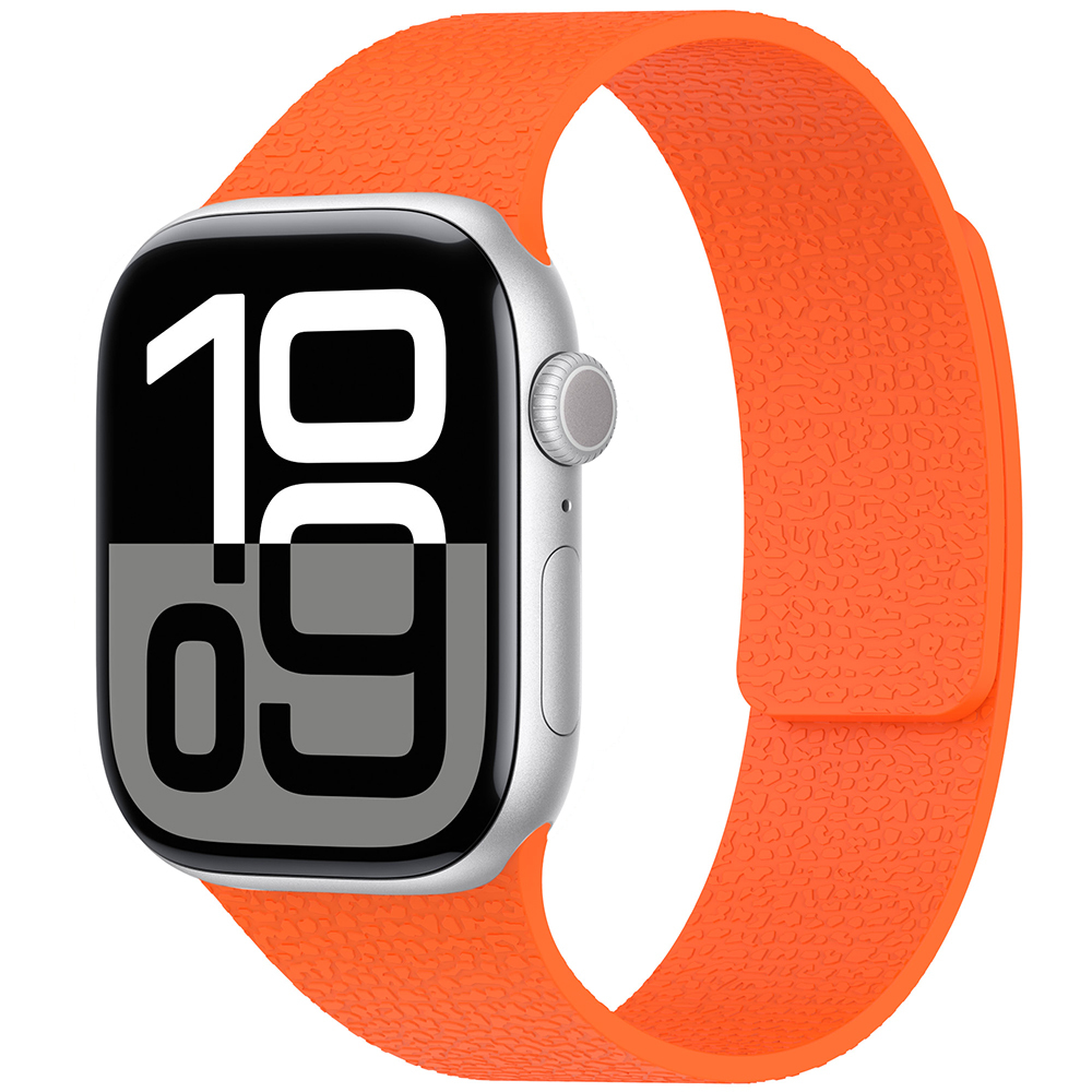 Apple Watch 10 46mm Zore KRD-136 Kabartma Desenli Silikon Kordon - Turuncu