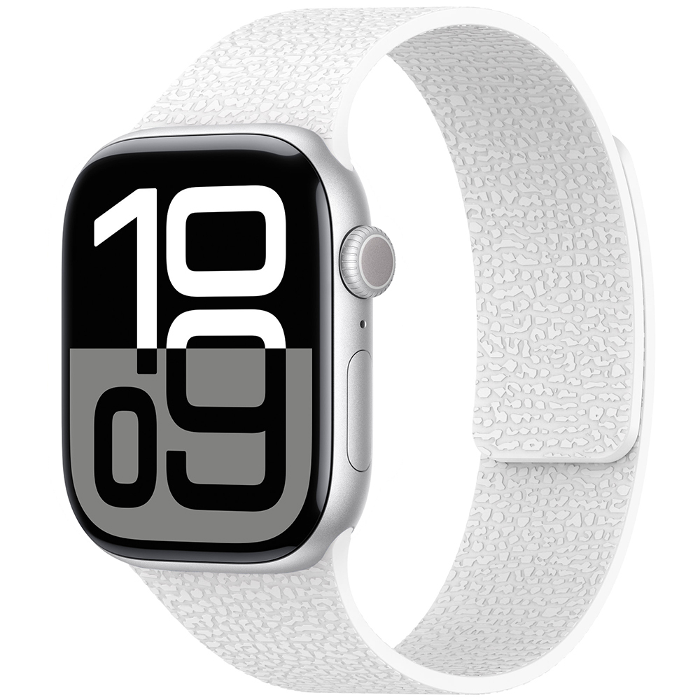 Apple Watch 10 46mm Zore KRD-136 Kabartma Desenli Silikon Kordon - Beyaz