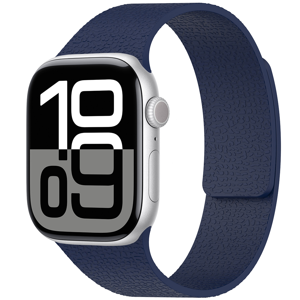 Apple Watch 10 46mm Zore KRD-136 Kabartma Desenli Silikon Kordon - Lacivert