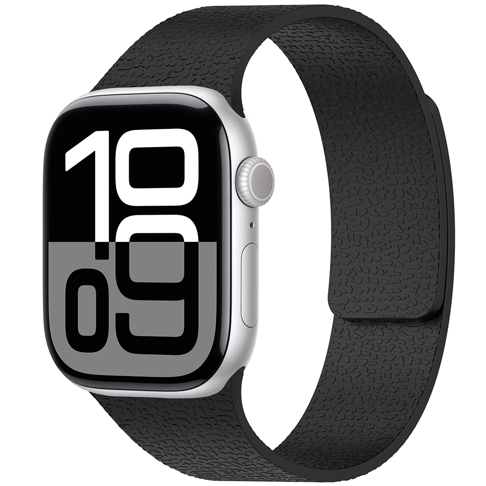 Apple Watch 10 46mm Zore KRD-136 Kabartma Desenli Silikon Kordon - Siyah