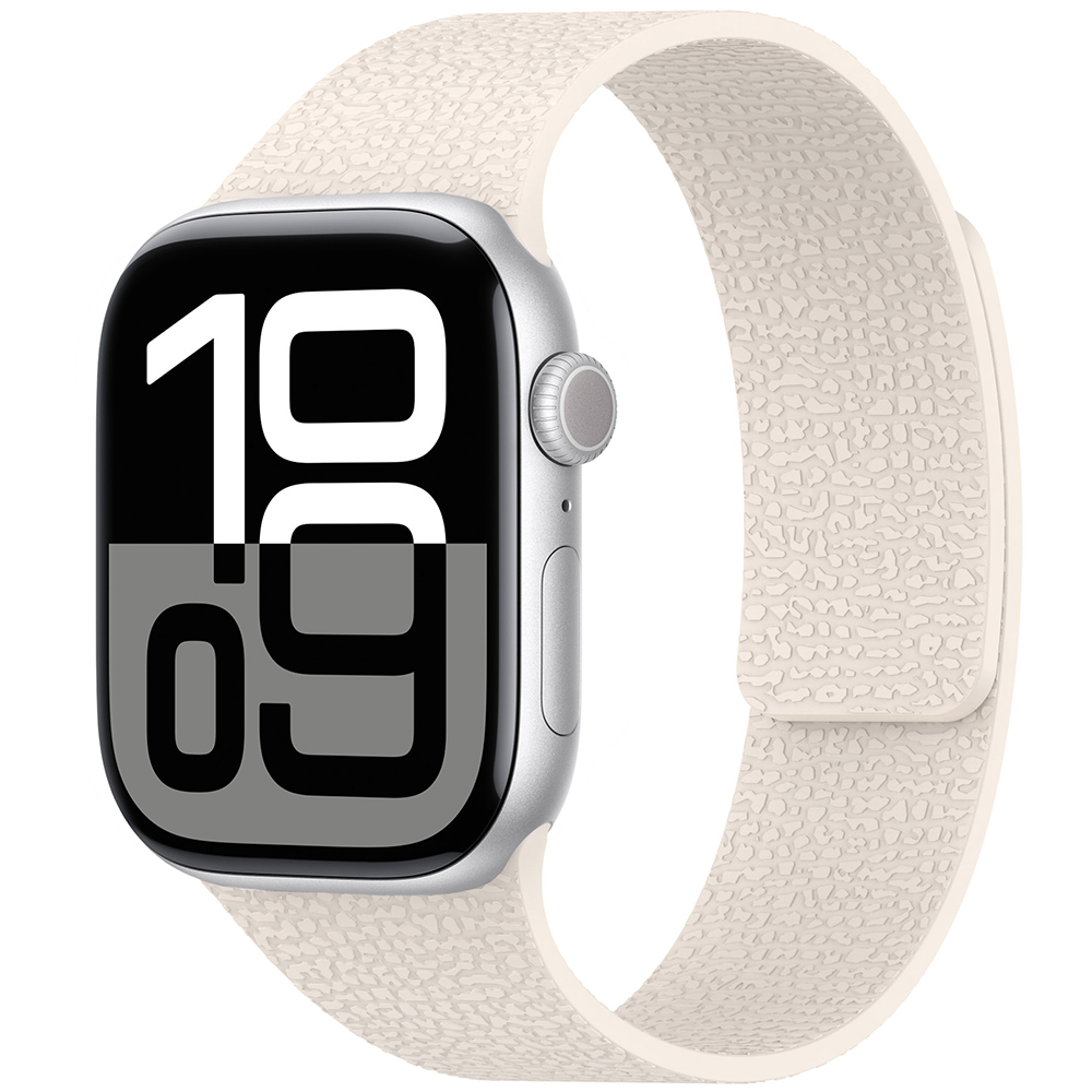 Apple Watch 10 46mm Zore KRD-136 Kabartma Desenli Silikon Kordon - Starlight
