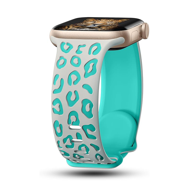 Apple Watch 10 46mm Zore KRD-140 Silikon Kordon Strap Kayış - Gri-Yeşil