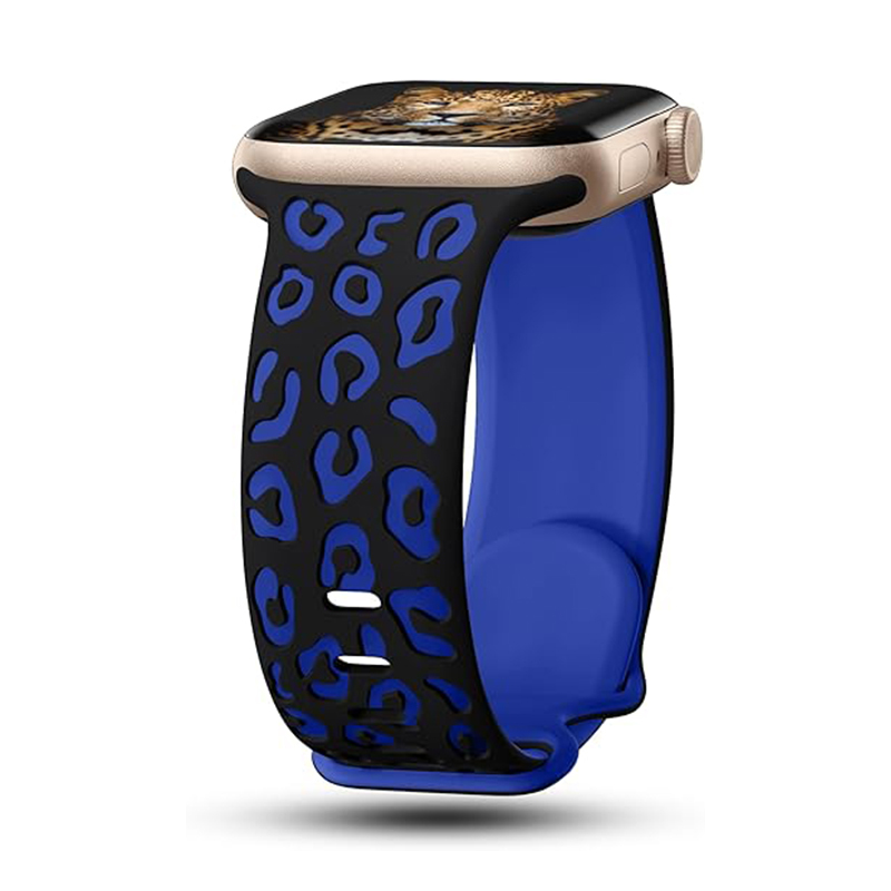 Apple Watch 10 46mm Zore KRD-140 Silikon Kordon Strap Kayış - Siyah-Mavi