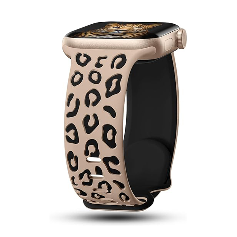 Apple Watch 10 46mm Zore KRD-140 Silikon Kordon Strap Kayış - Bej-Siyah