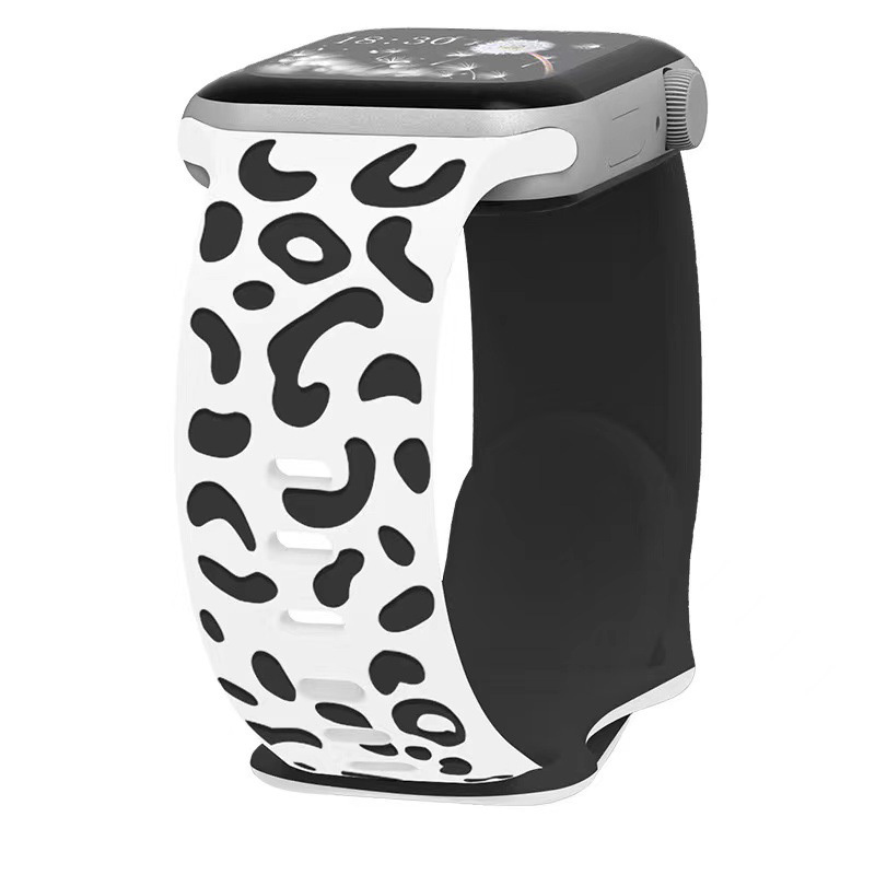 Apple Watch 10 46mm Zore KRD-140 Silikon Kordon Strap Kayış - Beyaz-Siyah