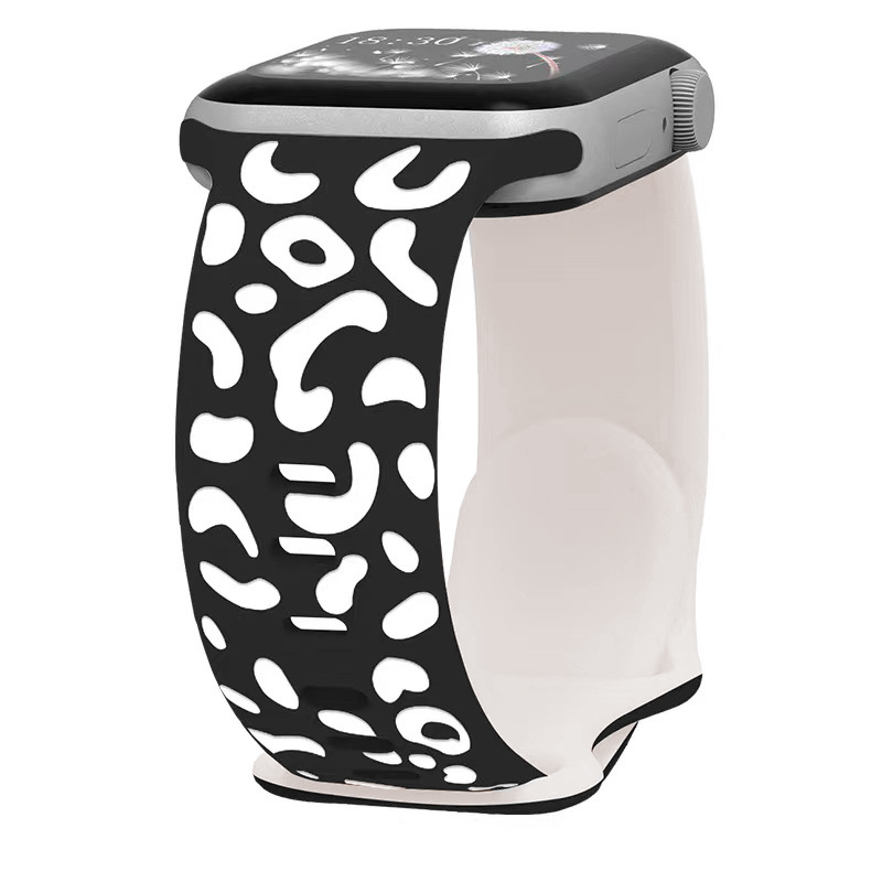 Apple Watch 10 46mm Zore KRD-140 Silikon Kordon Strap Kayış - Siyah-Starlight