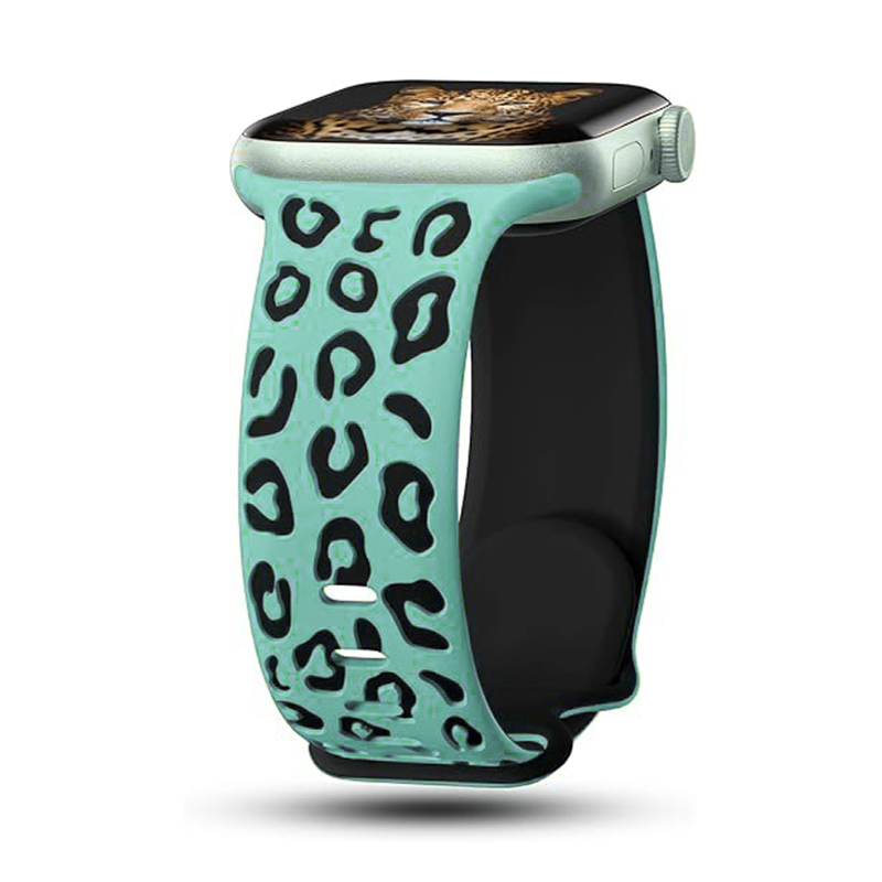Apple Watch 10 46mm Zore KRD-140 Silikon Kordon Strap Kayış - Yeşil-Siyah
