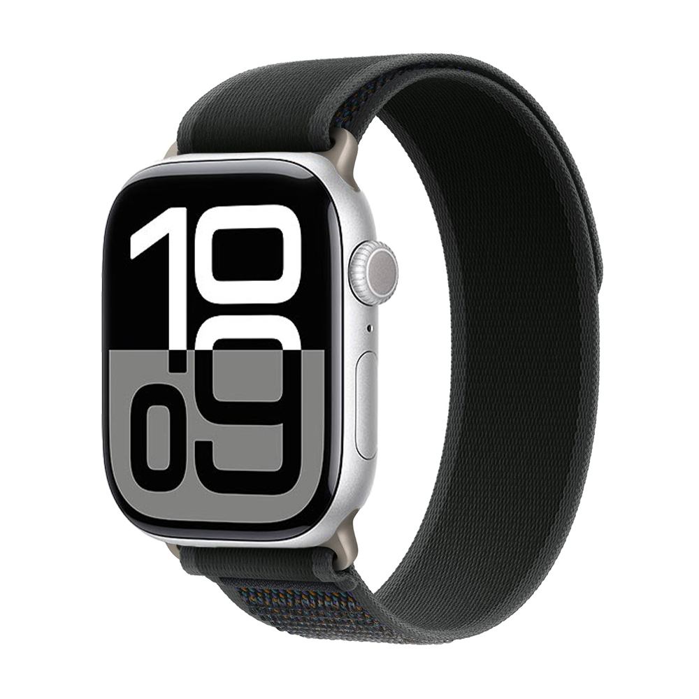 Apple Watch 10 46mm Zore KRD-77 Hasır Kordon - Siyah-Gri