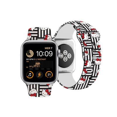 Apple Watch 38mm Hello Kitty Original Licensed Stripes & Kitty Silicone Band - Hello Kitty
