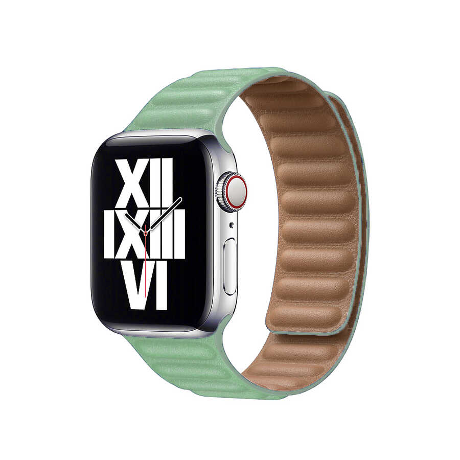 ​​​Apple Watch 38mm KRD-34 Deri Kordon - Açık Yeşil