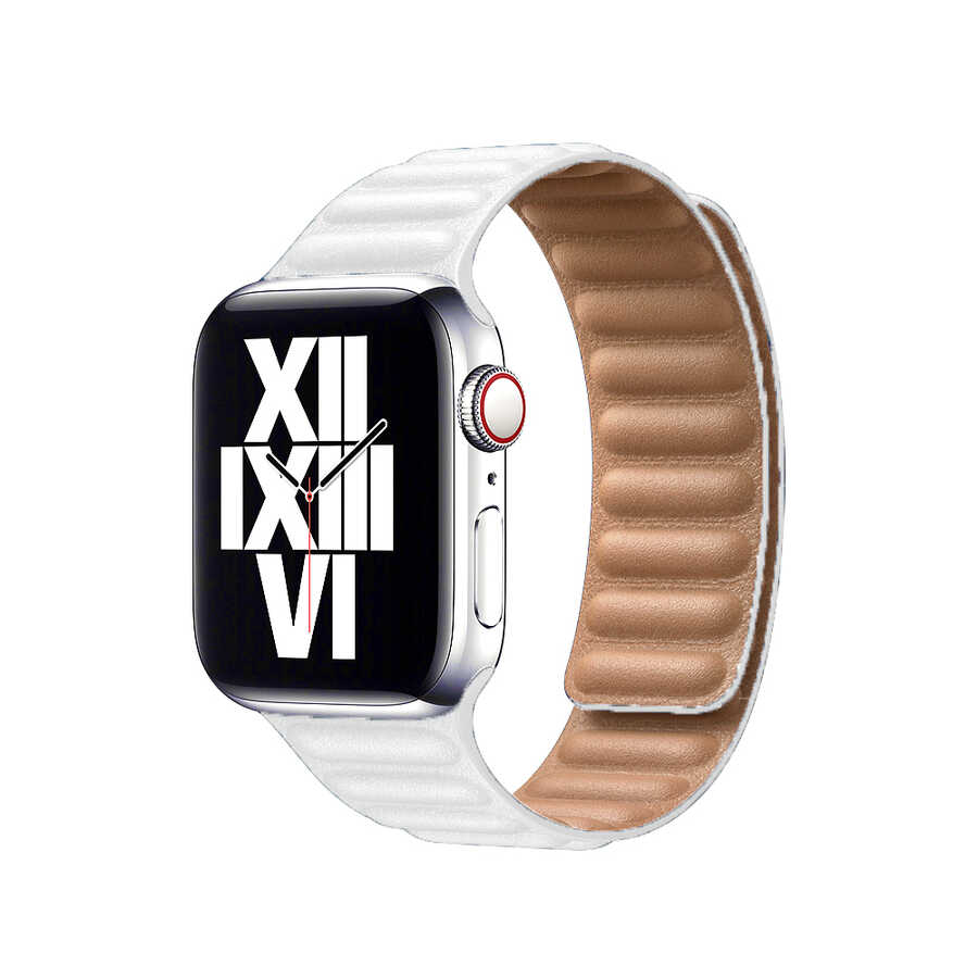 ​​​Apple Watch 38mm KRD-34 Deri Kordon - Beyaz