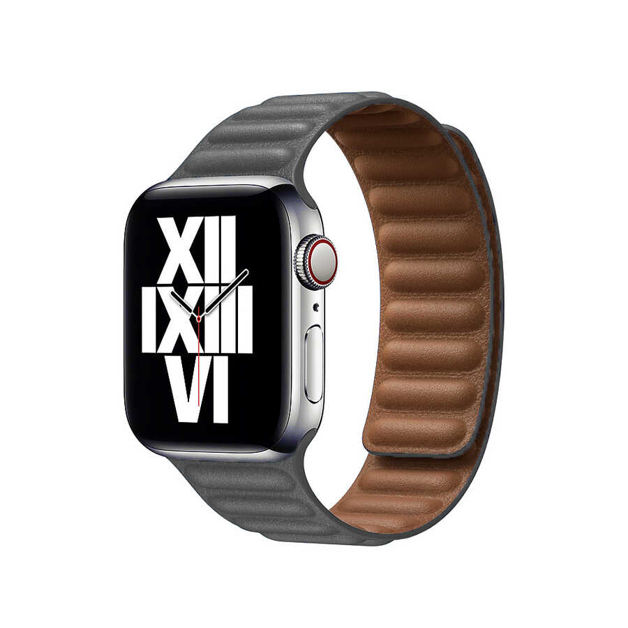 ​​​Apple Watch 38mm KRD-34 Deri Kordon - Gri