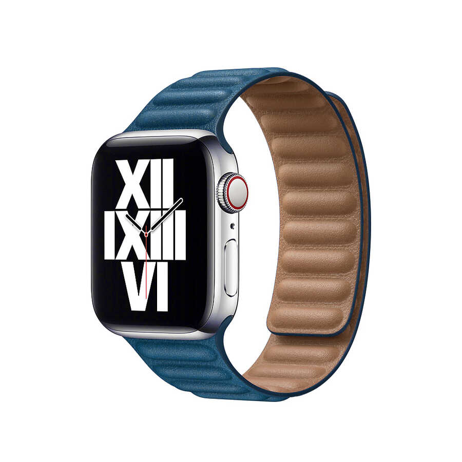 ​​​Apple Watch 38mm KRD-34 Deri Kordon - Mavi