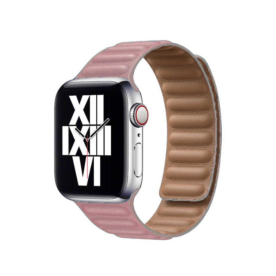 ​​​Apple Watch 38mm KRD-34 Deri Kordon - Pembe