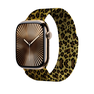 Apple Watch 38mm Zore KRD-01 Leopar Desenli Metal Kordon - Zore